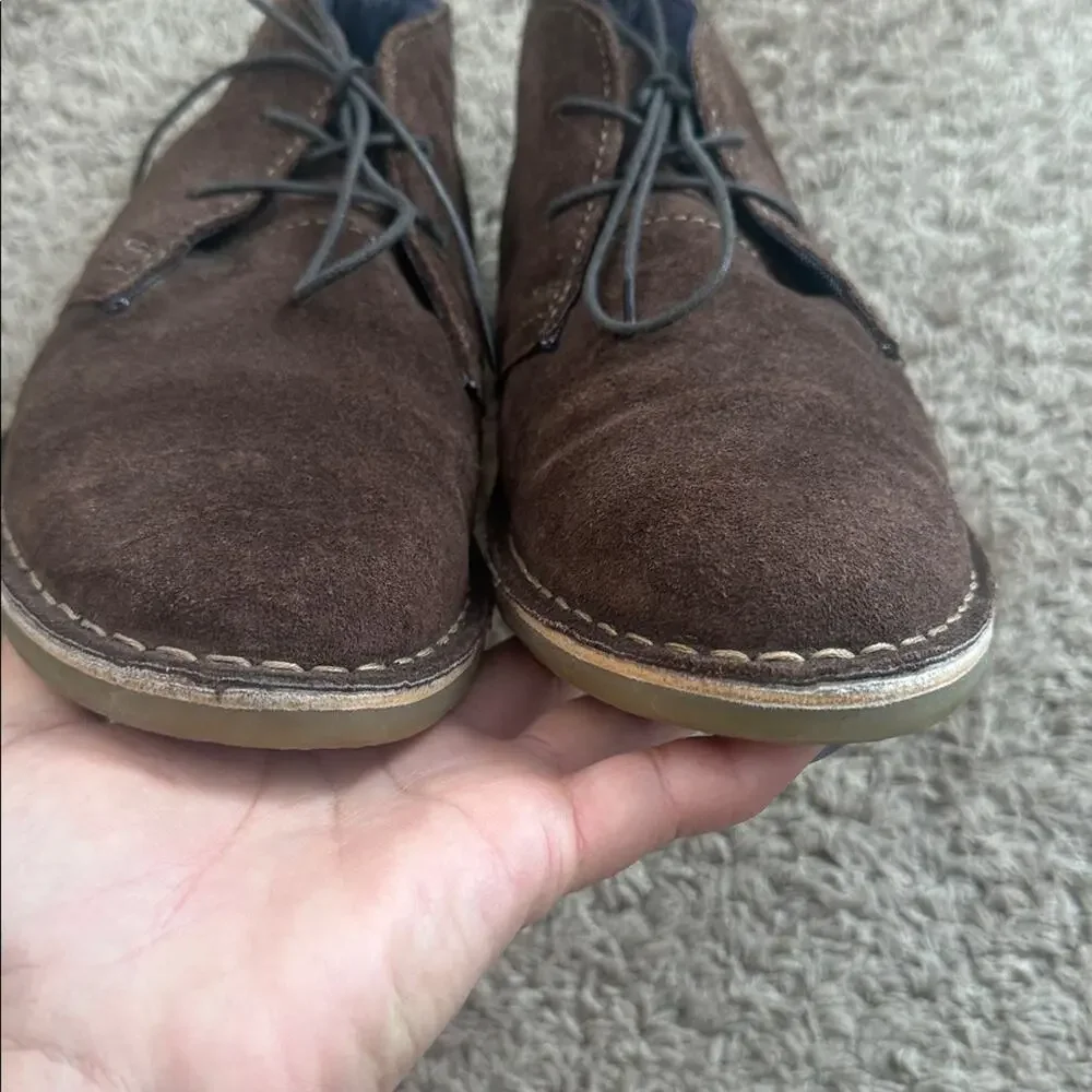 Crevo Men Brown Suede Memory Foam Lace-Up Chukka Boots Size 9.5